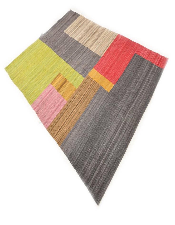 Detail image of  5' 8 x 8'  Hand Woven Kilim Modern Wool Rug