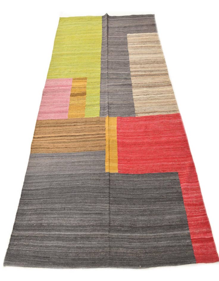 Detail image of  5' 8 x 8'  Hand Woven Kilim Modern Wool Rug