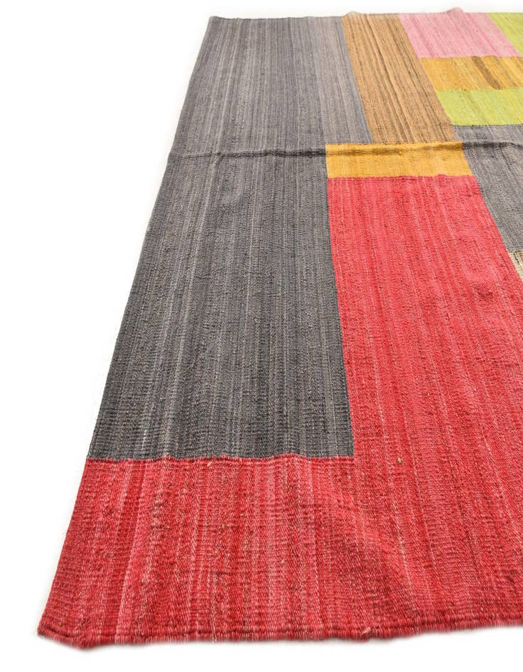 Detail image of  5' 8 x 8'  Hand Woven Kilim Modern Wool Rug