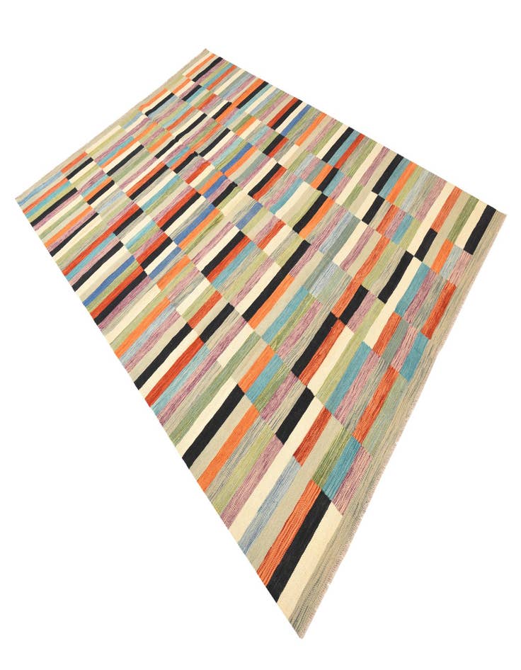 Detail image of  6' 6 x 9' 9  Hand Woven Kilim Modern Wool Rug