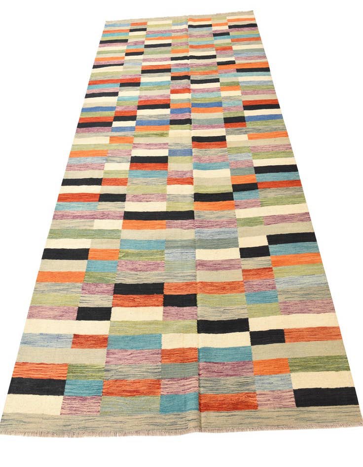 Detail image of  6' 6 x 9' 9  Hand Woven Kilim Modern Wool Rug