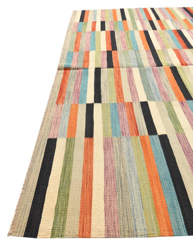 Detail image of  6' 6 x 9' 9  Hand Woven Kilim Modern Wool Rug
