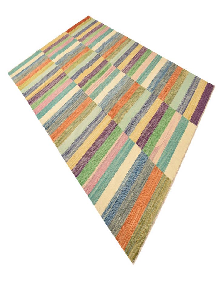Detail image of  6' 6 x 9' 10  Hand Woven Kilim Modern Wool Rug