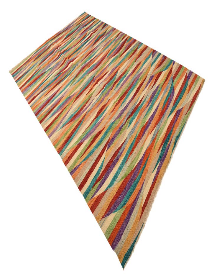 Detail image of  6' 7 x 10'  Hand Woven Kilim Modern Wool Rug