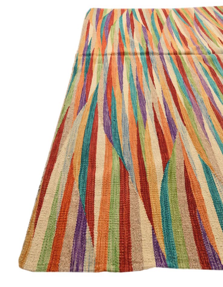 Detail image of  6' 7 x 10'  Hand Woven Kilim Modern Wool Rug