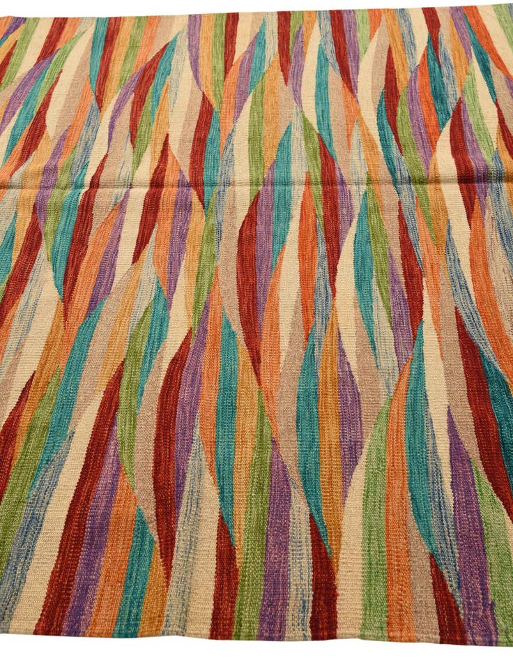 Detail image of  6' 7 x 10'  Hand Woven Kilim Modern Wool Rug