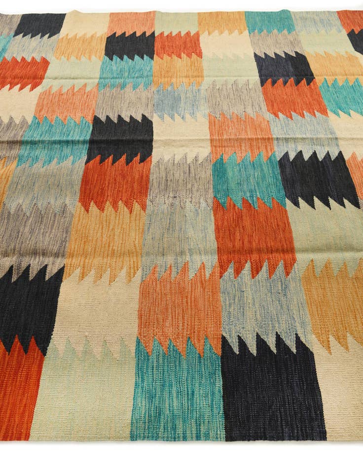 Detail image of  8' 1 x 9' 9  Hand Woven Kilim Modern Wool Rug