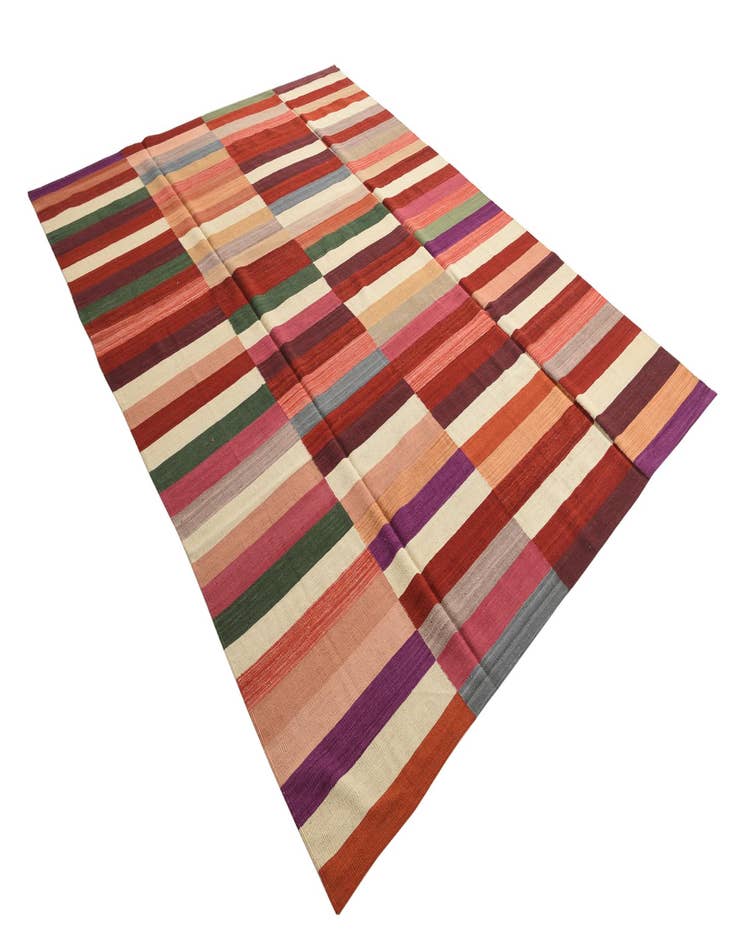 Detail image of  8' 5 x 11' 5  Hand Woven Kilim Modern Wool Rug