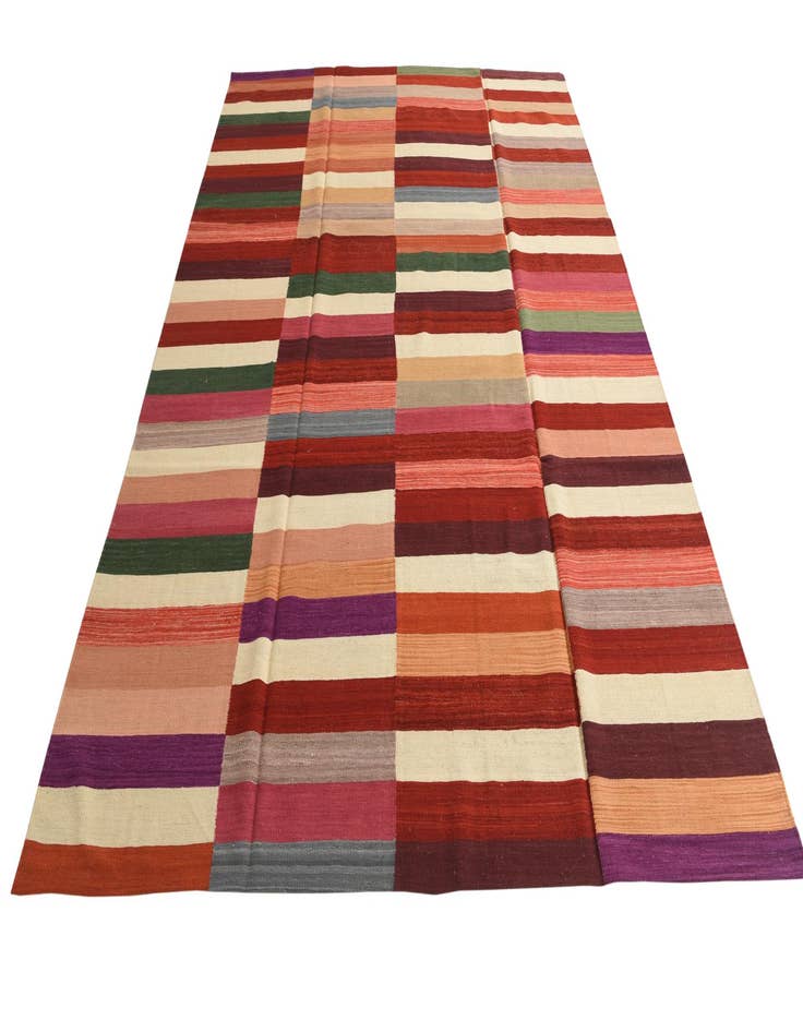 Detail image of  8' 5 x 11' 5  Hand Woven Kilim Modern Wool Rug