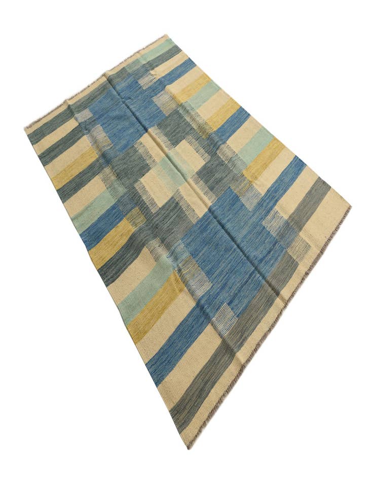 Detail image of  5' x 6' 9  Hand Woven Kilim Modern Wool Rug