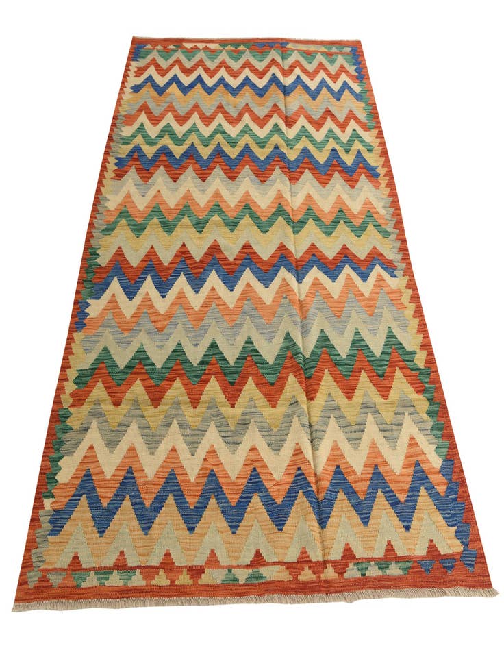 Detail image of  5' 9 x 8'  Hand Woven Kilim Modern Wool Rug