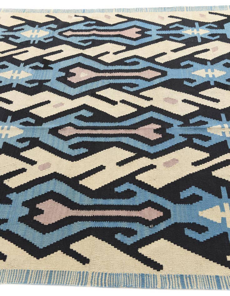Detail image of  6' 2 x 8'  Hand Woven Kilim Modern Wool Rug