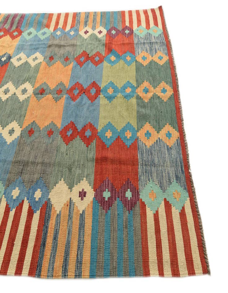 Detail image of  6' 7 x 9' 7  Hand Woven Kilim Modern Wool Rug