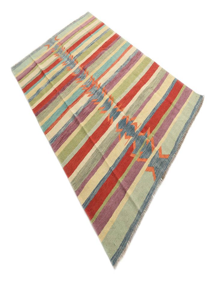 Detail image of  5' 5 x 8' 2  Hand Woven Kilim Modern Wool Rug