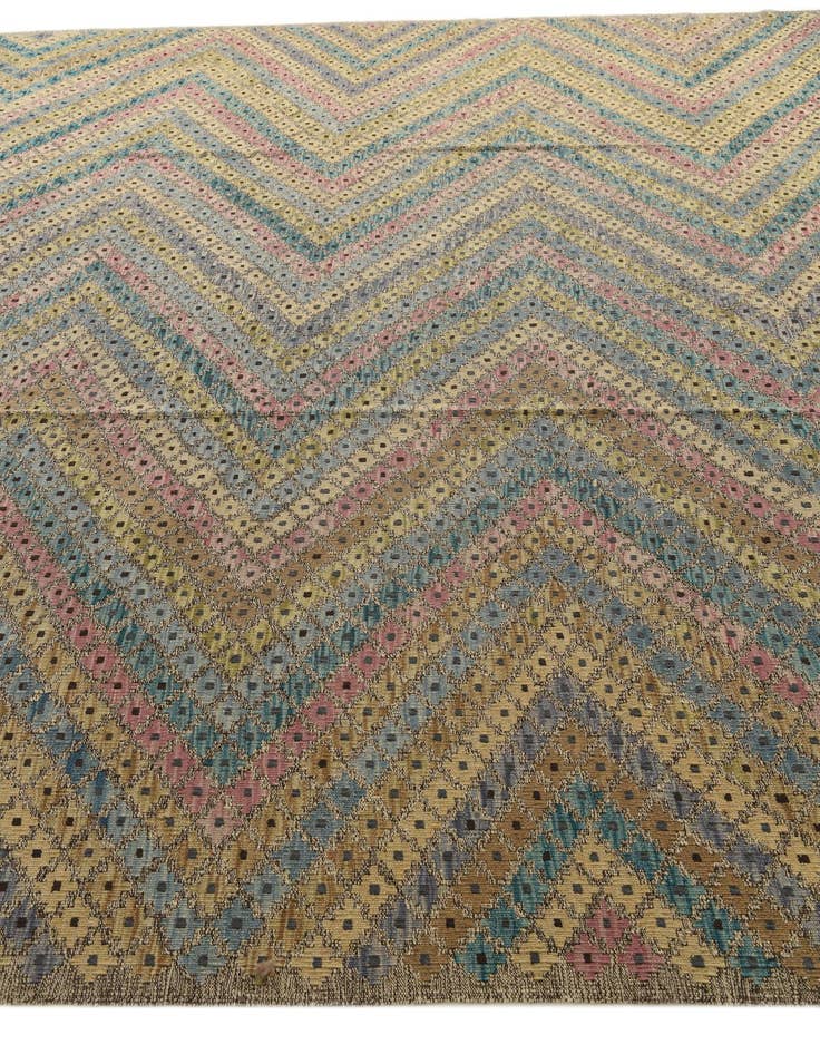 Detail image of  10' 7 x 13' 2  Hand Woven Kilim Modern Wool Rug