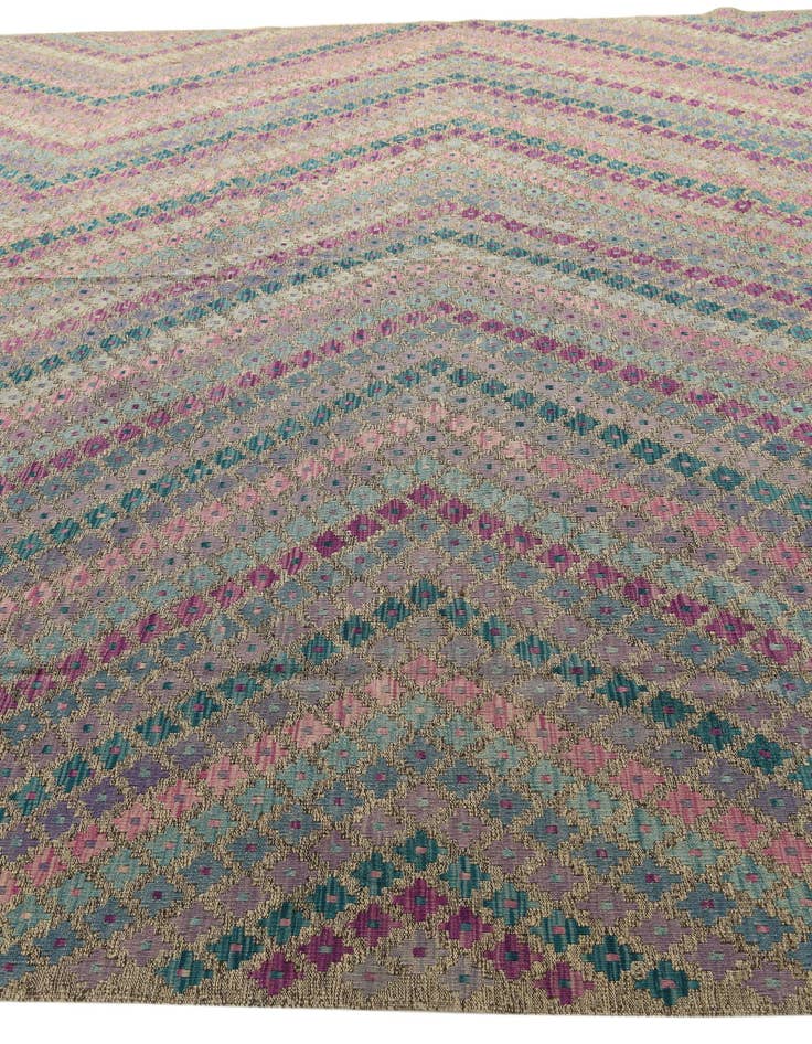 Detail image of  8' 10 x 11'  Hand Woven Kilim Modern Wool Rug