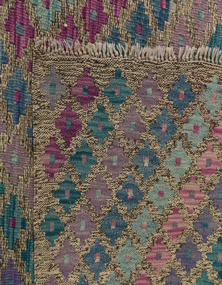 Detail image of  8' 10 x 11'  Hand Woven Kilim Modern Wool Rug