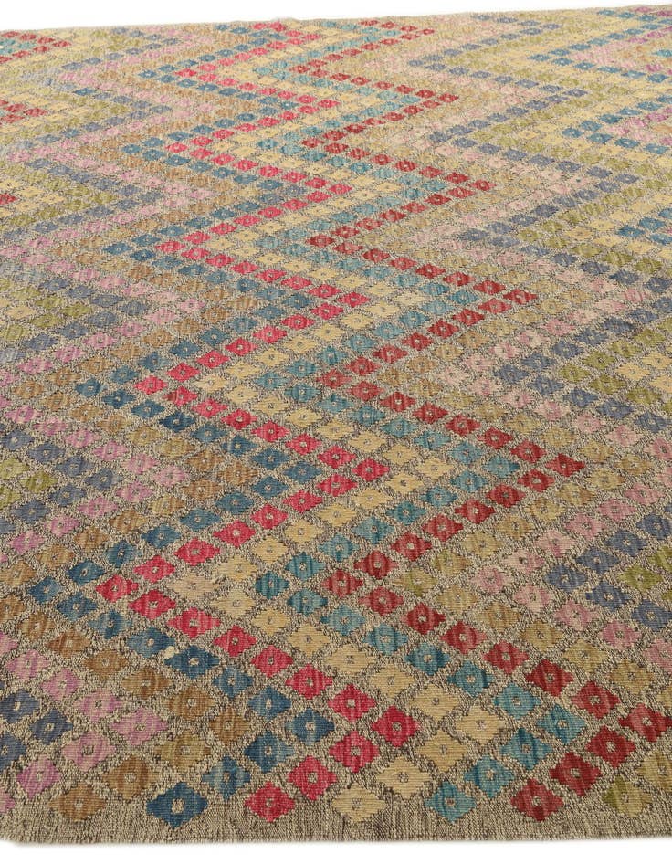 Detail image of  8' 10 x 11'  Hand Woven Kilim Modern Wool Rug