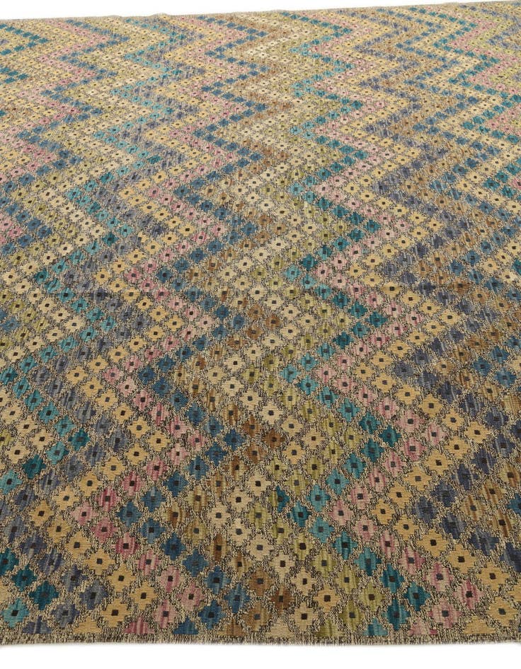 Detail image of  10' 4 x 12' 10  Hand Woven Kilim Modern Wool Rug