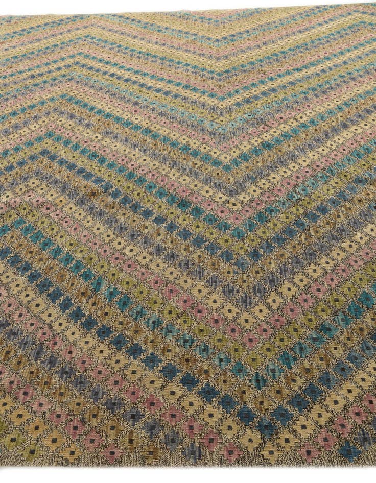 Detail image of  10' 1 x 13'  Hand Woven Kilim Modern Wool Rug