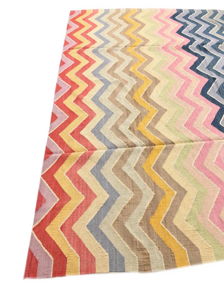 Detail image of  8' 7 x 10' 2  Hand Woven Kilim Modern Wool Rug