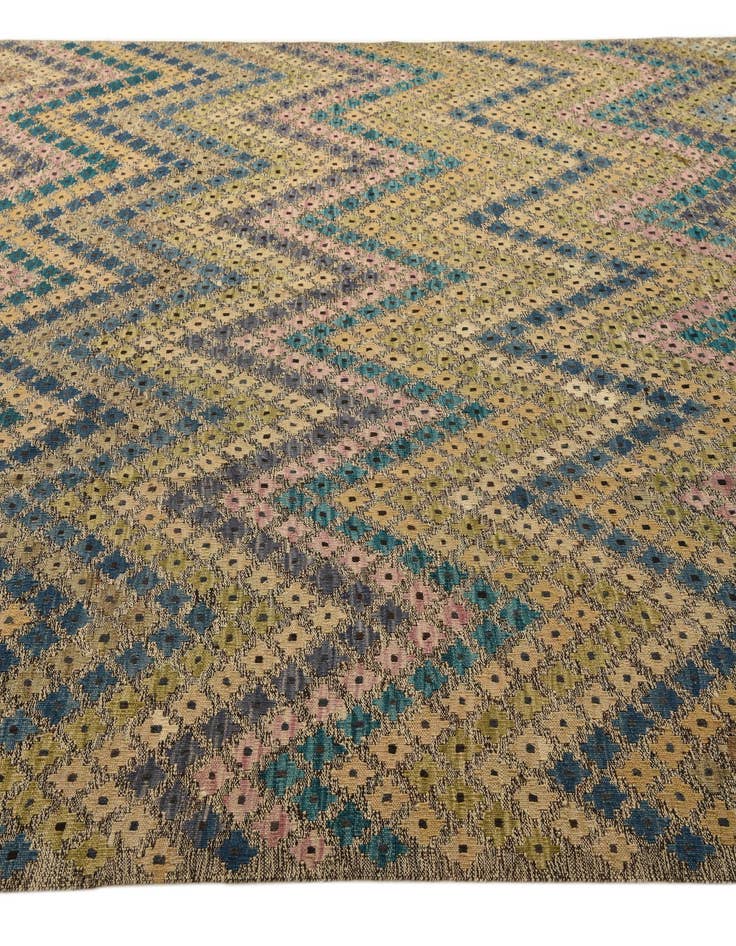 Detail image of  8' 10 x 10' 9  Hand Woven Kilim Modern Wool Rug