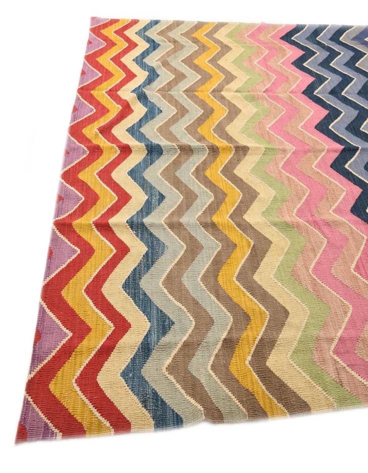 Detail image of  7' x 9' 8  Hand Woven Kilim Modern Wool Rug