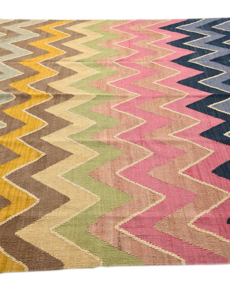 Detail image of  7' x 9' 8  Hand Woven Kilim Modern Wool Rug