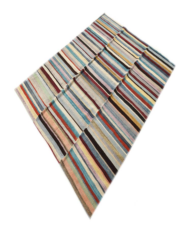 Detail image of  4' 9 x 6' 4  Hand Woven Kilim Modern Wool Rug