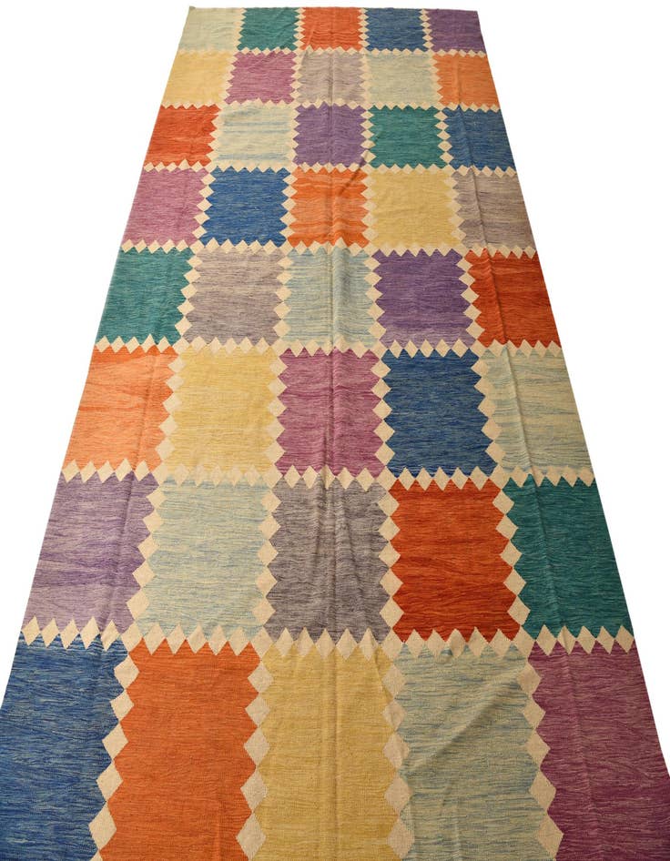 Detail image of  10' x 14' 3  Hand Woven Kilim Modern Wool Rug