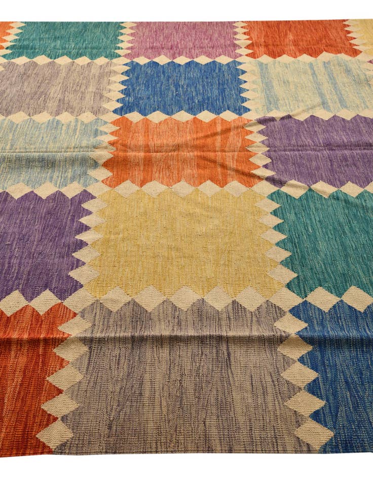 Detail image of  10' x 14' 3  Hand Woven Kilim Modern Wool Rug