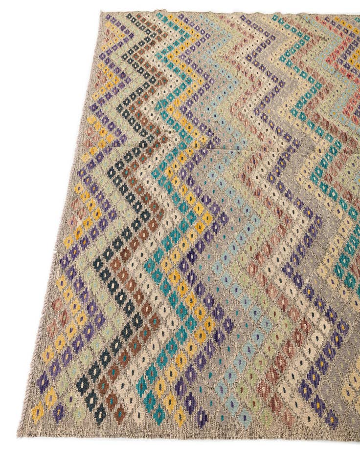 Detail image of  6' 4 x 7' 8  Hand Knotted Kilim Modern Wool Rug