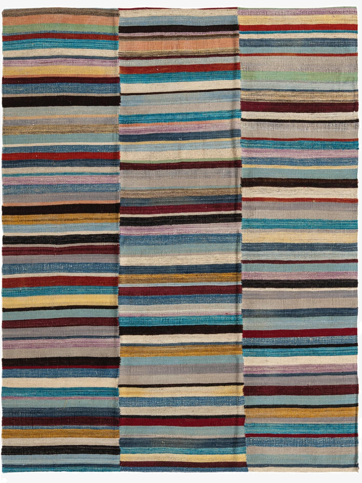  4' 9 x 6' 4  Hand Woven Kilim Modern Wool Rug