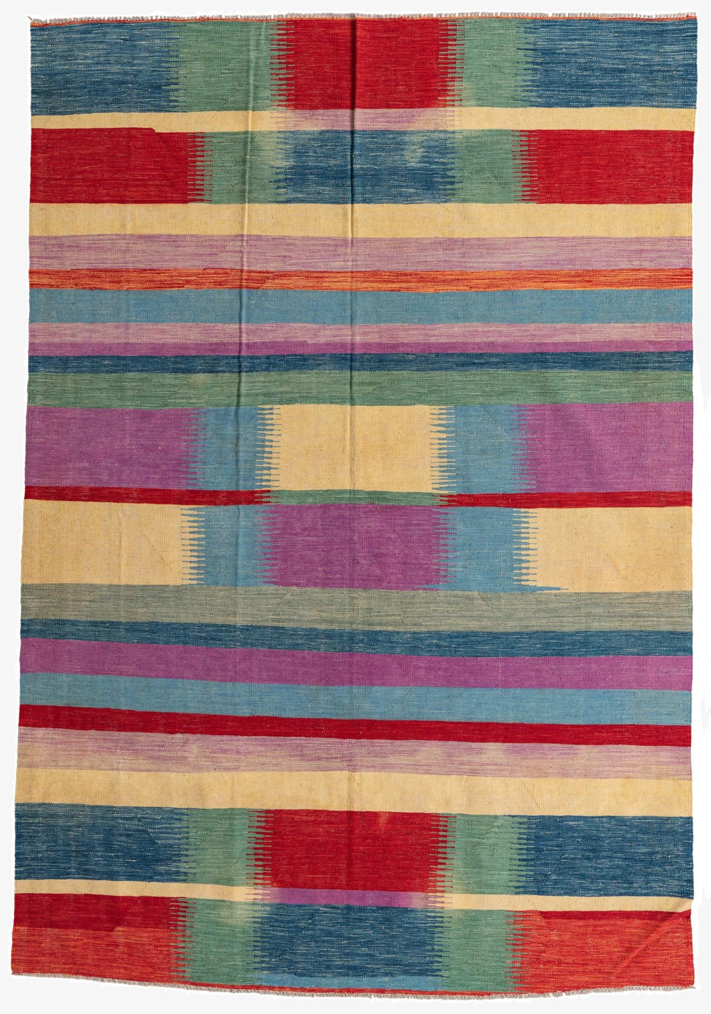 6' 8 x 9' 9  Hand Woven Kilim Modern Wool Rug