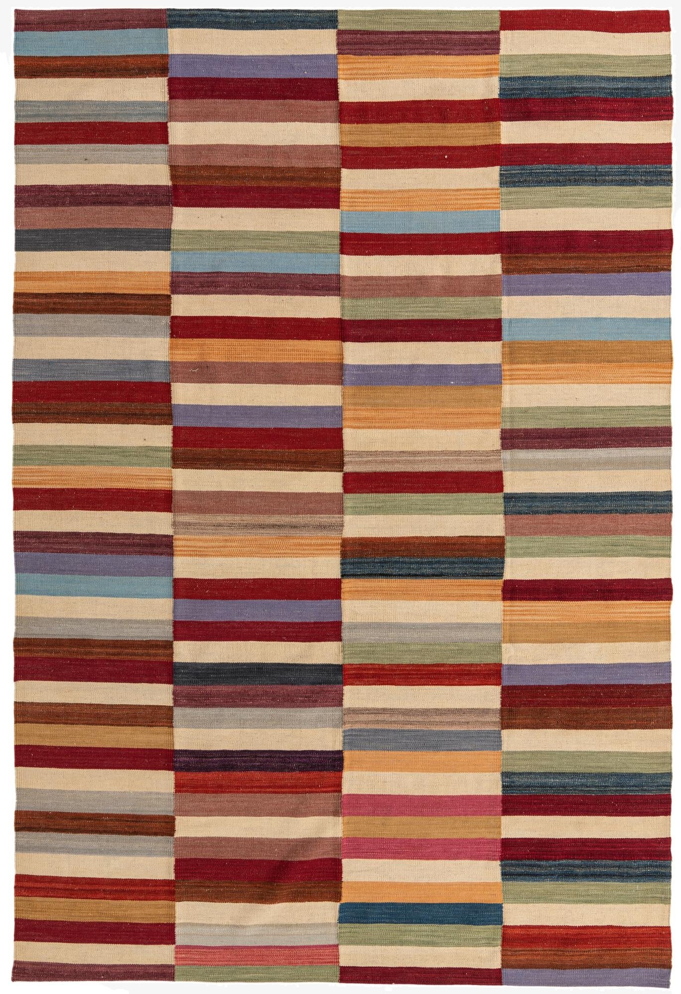  6' 5 x 9' 8  Hand Woven Kilim Modern Wool Rug