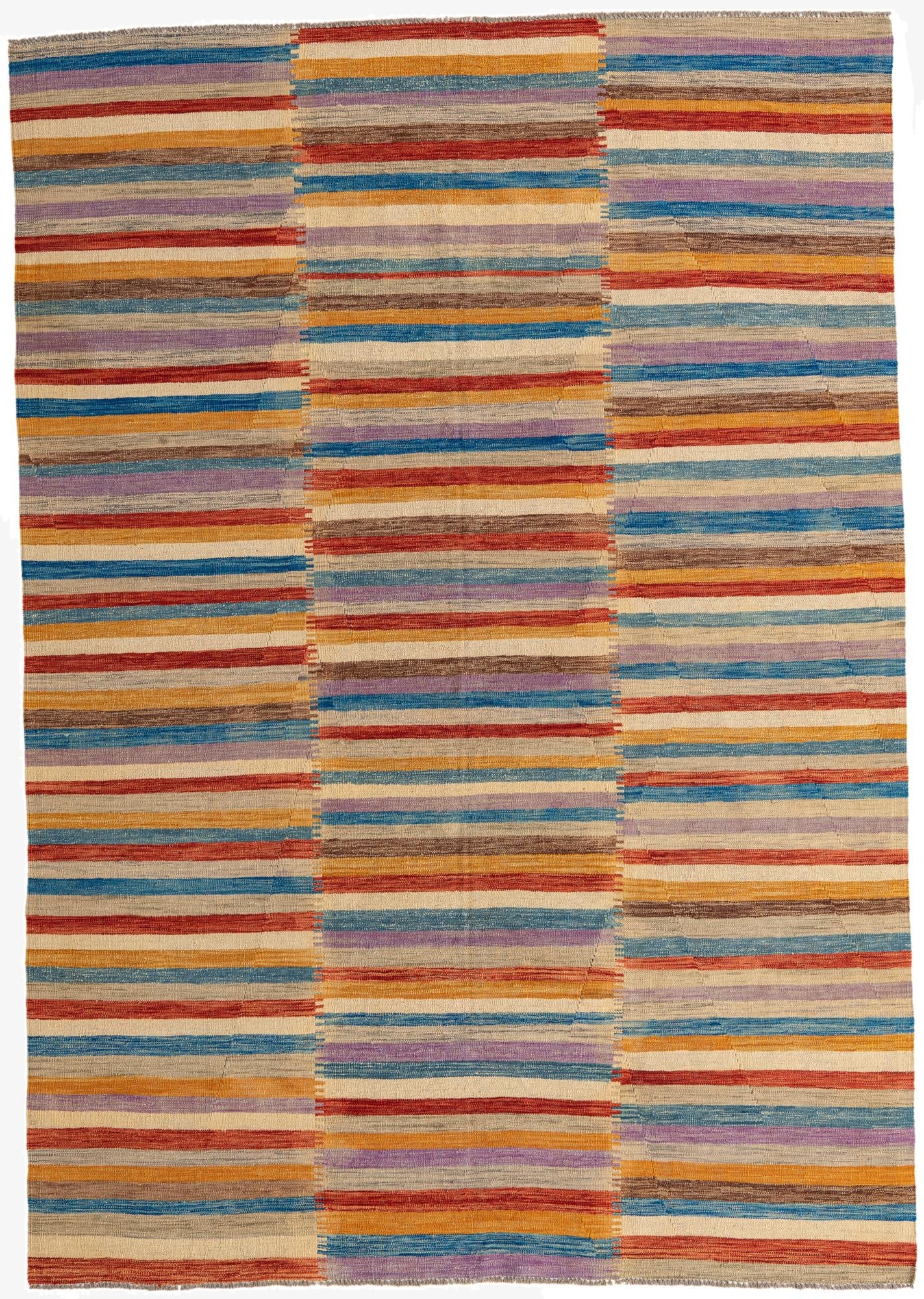  6' 10 x 9' 7  Hand Woven Kilim Modern Wool Rug