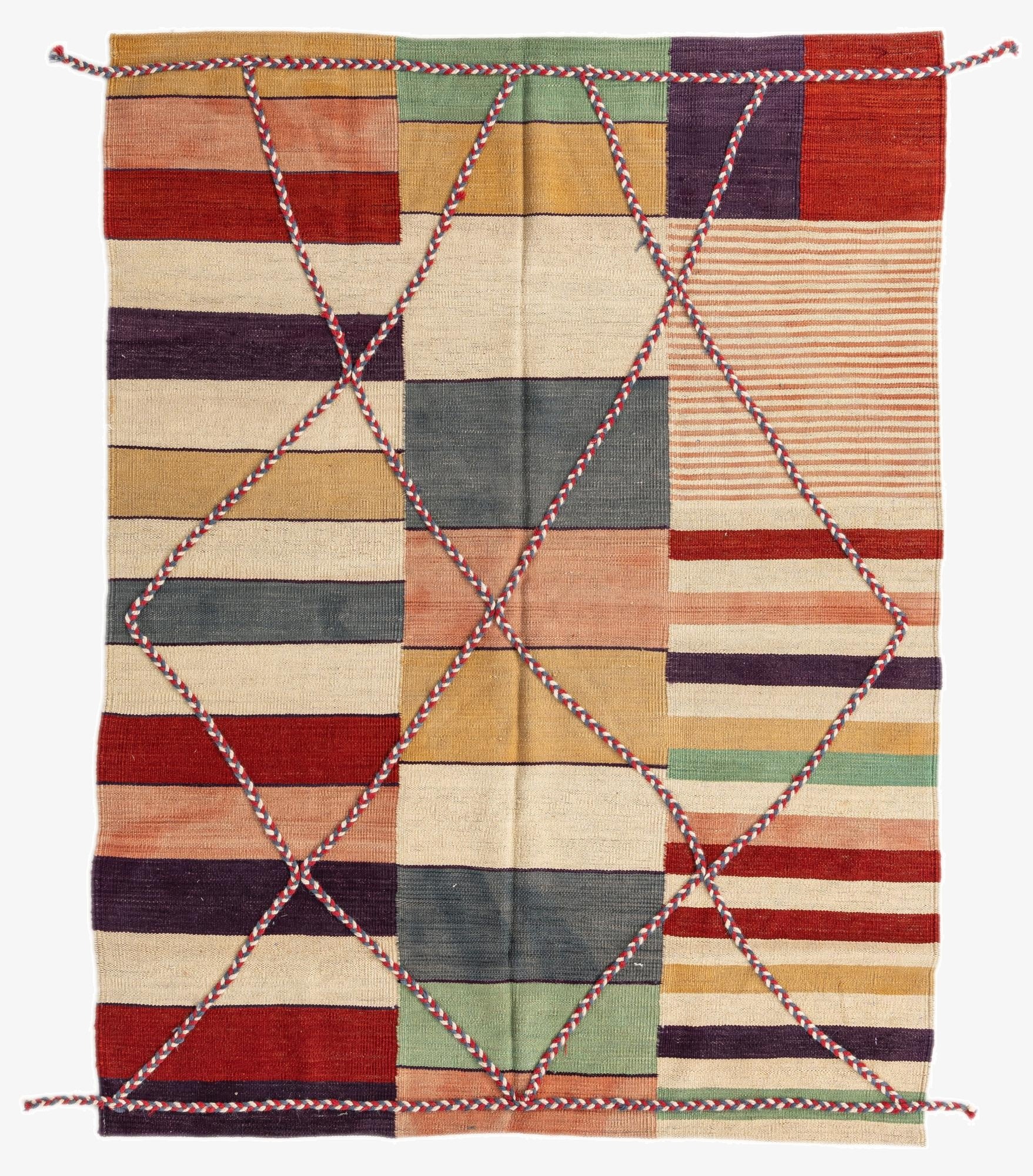  4' 8 x 6' 2  Hand Woven Kilim Modern Wool Rug