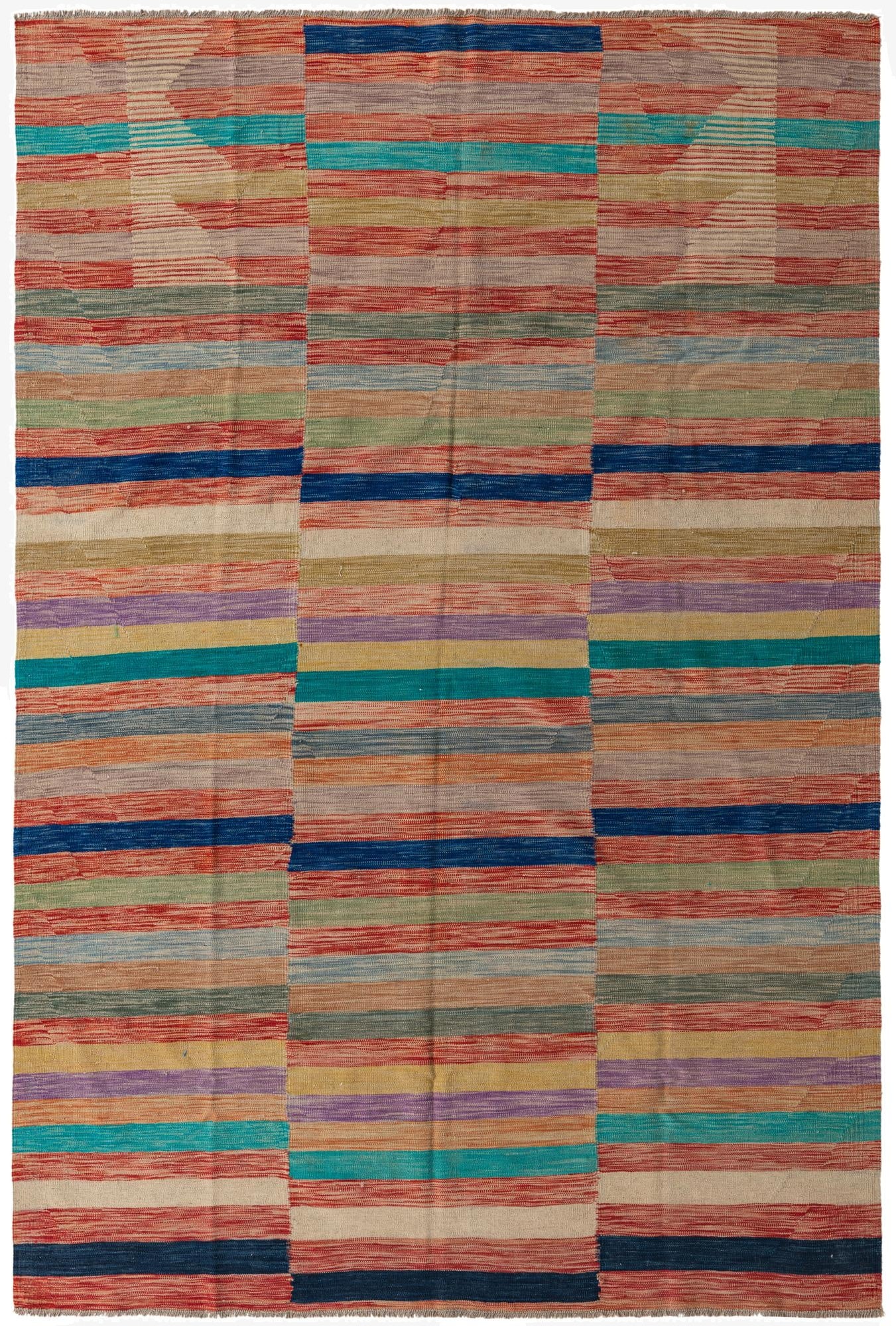  6' 6 x 9' 10  Hand Woven Kilim Modern Wool Rug