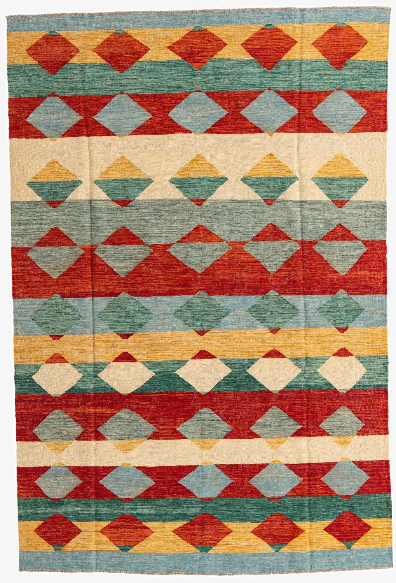  6' 7 x 9' 10  Hand Woven Kilim Modern Wool Rug