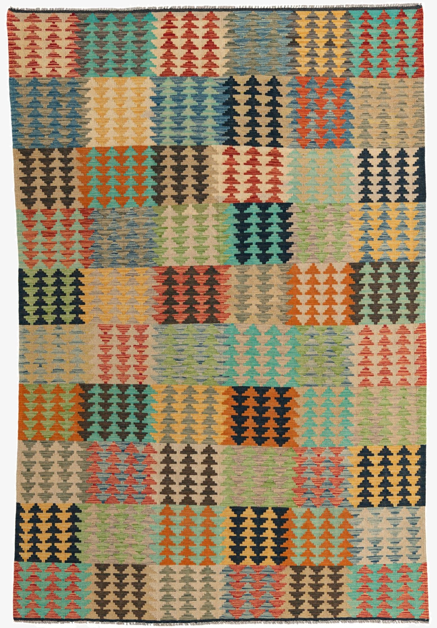  6' 5 x 9' 9  Hand Woven Kilim Modern Wool Rug
