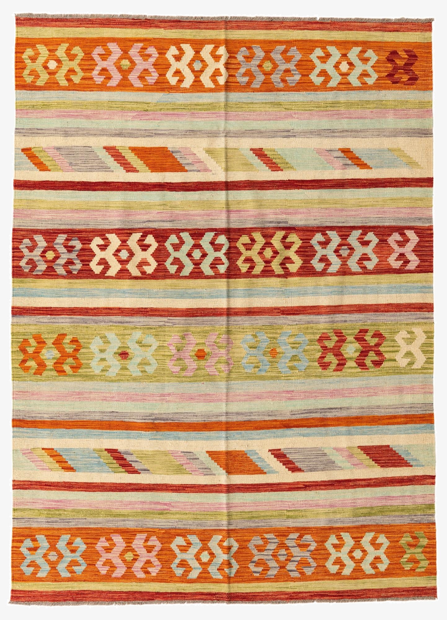  5' 10 x 8'  Hand Woven Kilim Modern Wool Rug