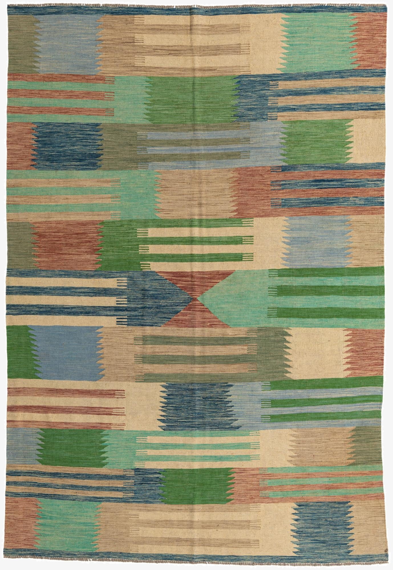  6' 7 x 9' 6  Hand Woven Kilim Modern Wool Rug
