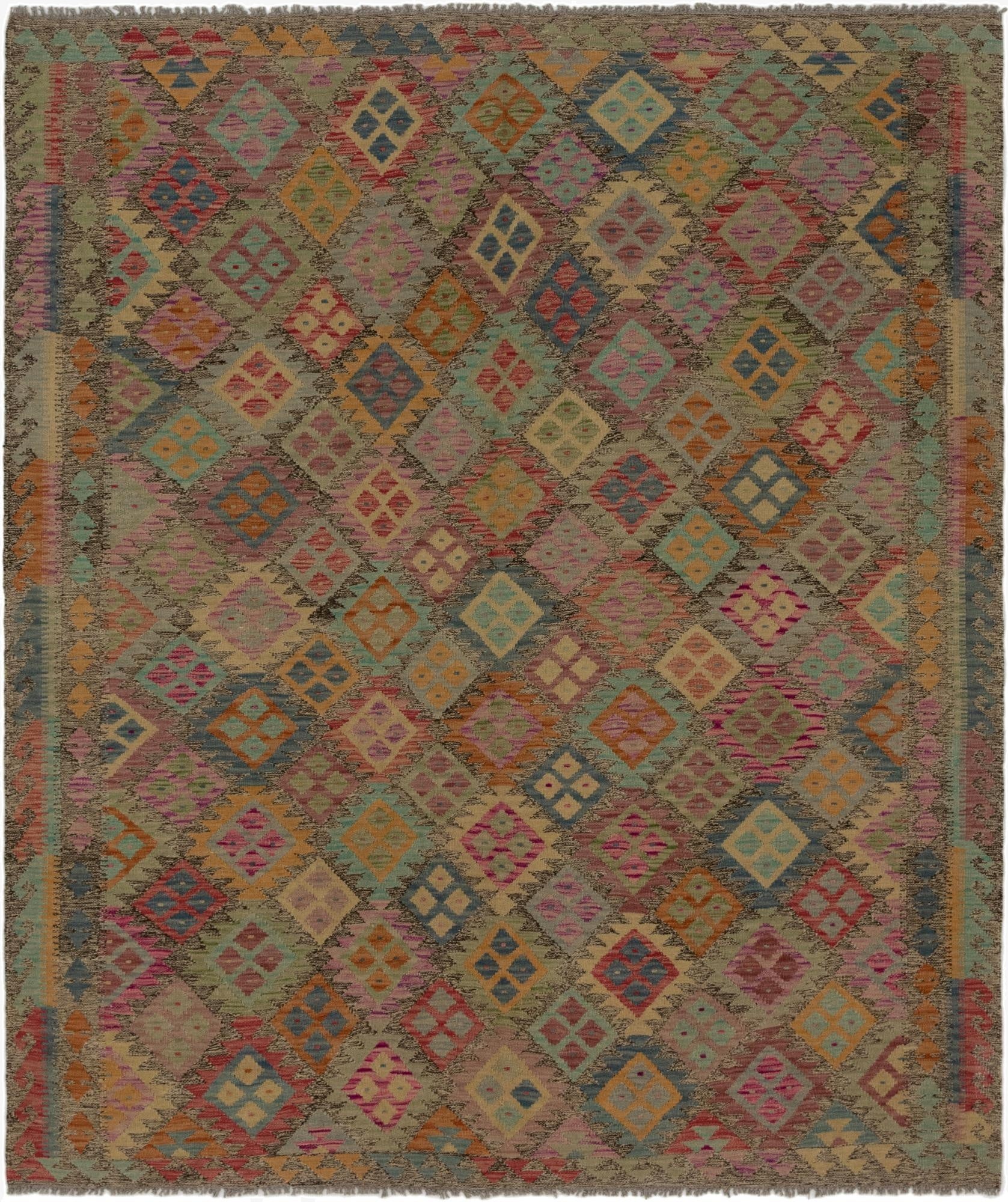  6' 10 x 8'  Hand Woven Kilim Modern Wool Rug