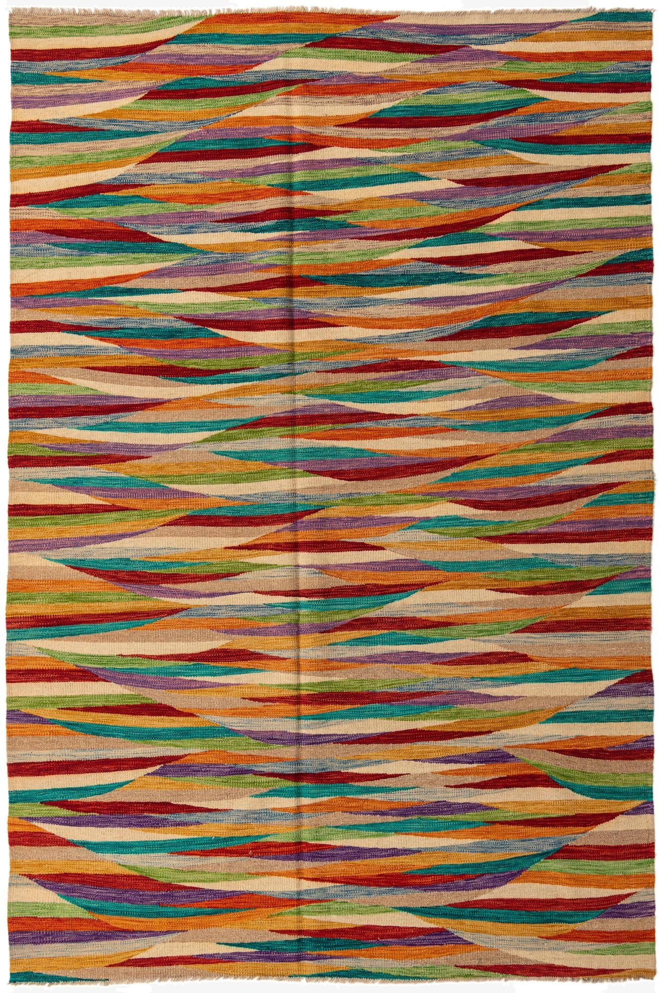  6' 7 x 10'  Hand Woven Kilim Modern Wool Rug