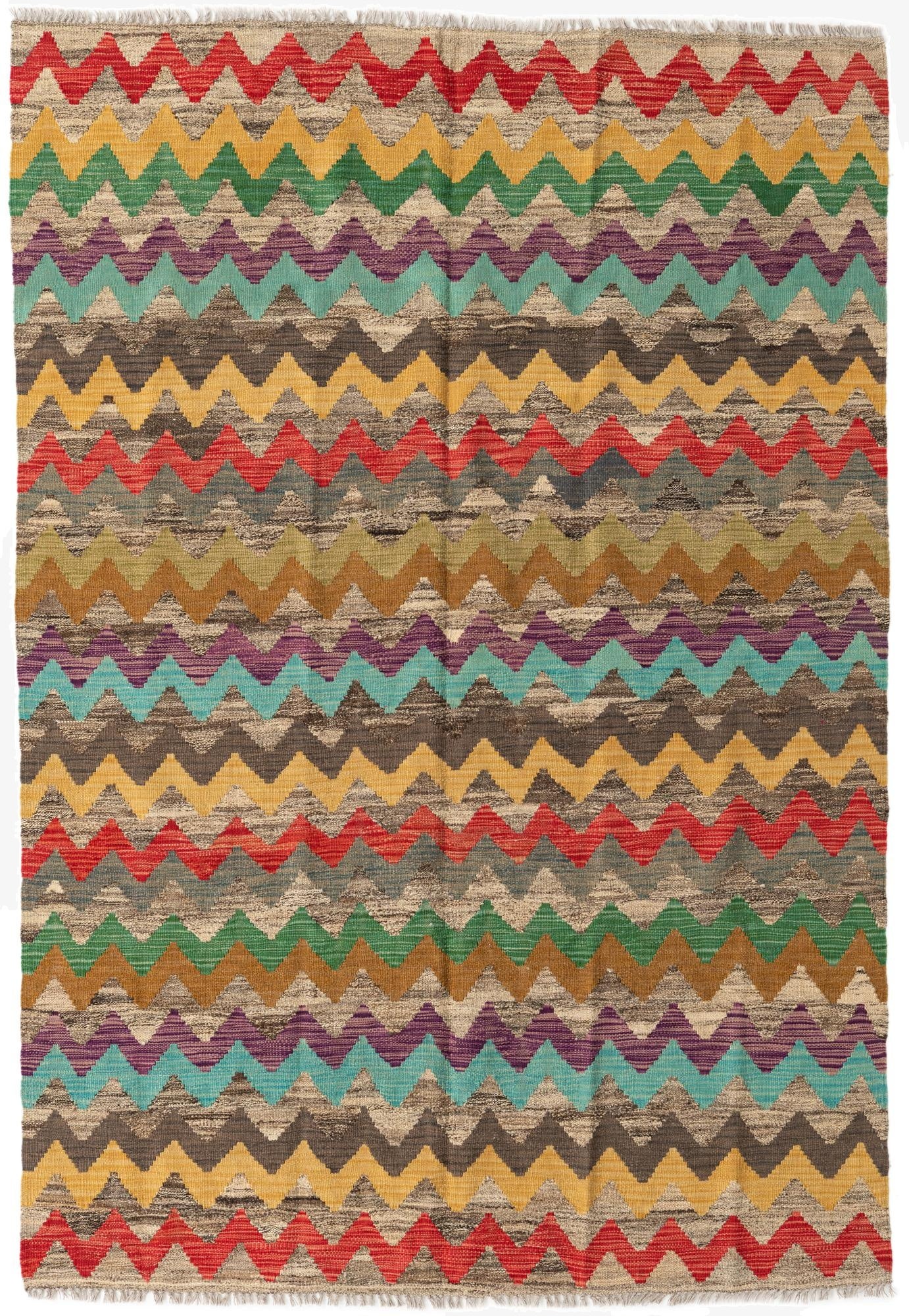  5' 5 x 8'  Hand Woven Kilim Modern Wool Rug