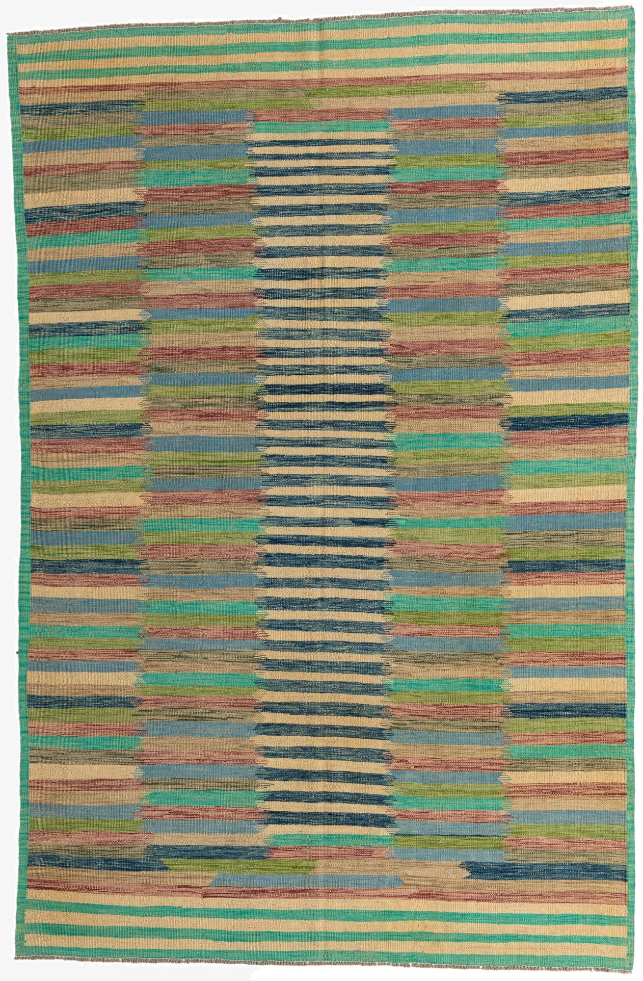  6' 4 x 9' 9  Hand Woven Kilim Modern Wool Rug
