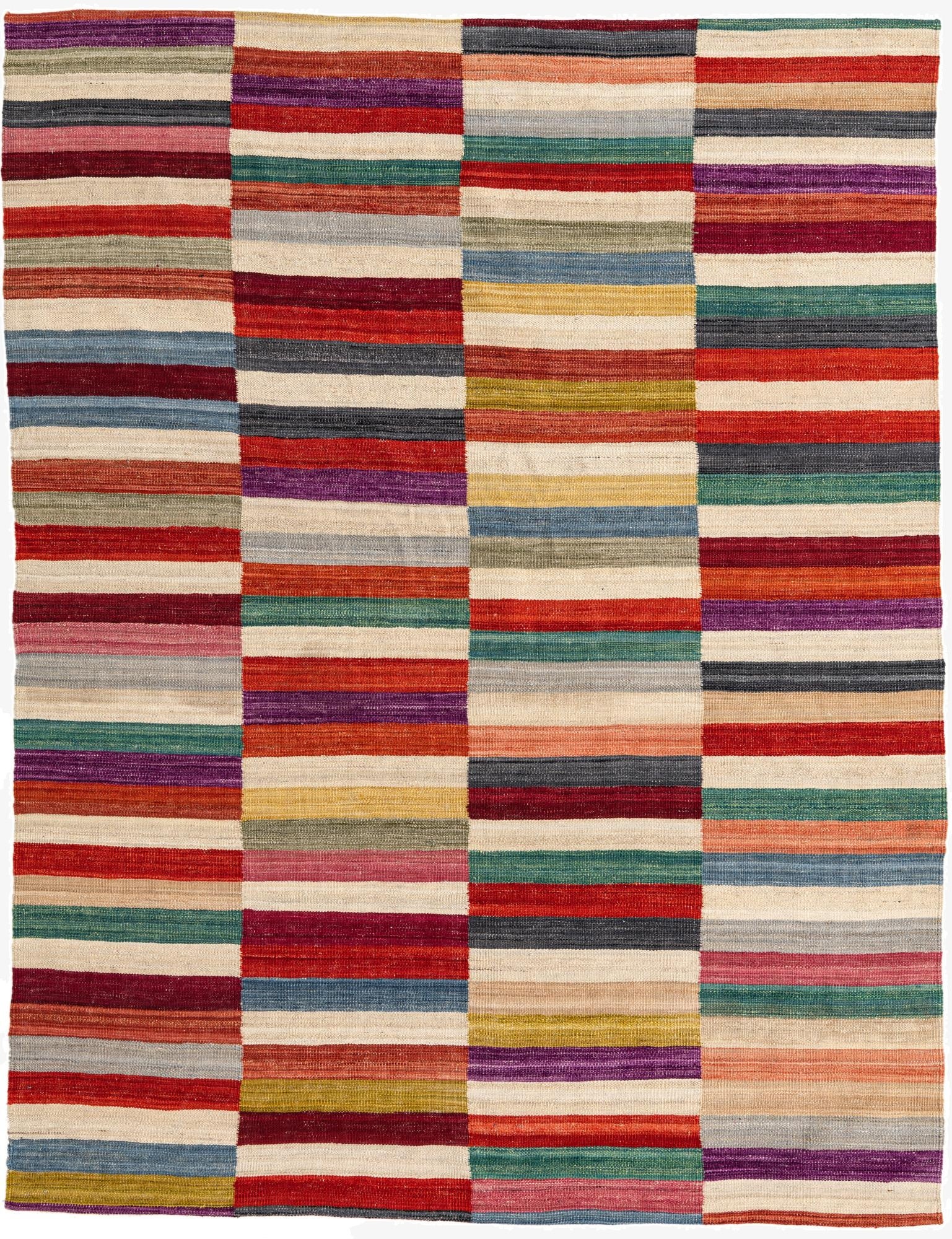  5' 10 x 7' 8  Hand Woven Kilim Modern Wool Rug