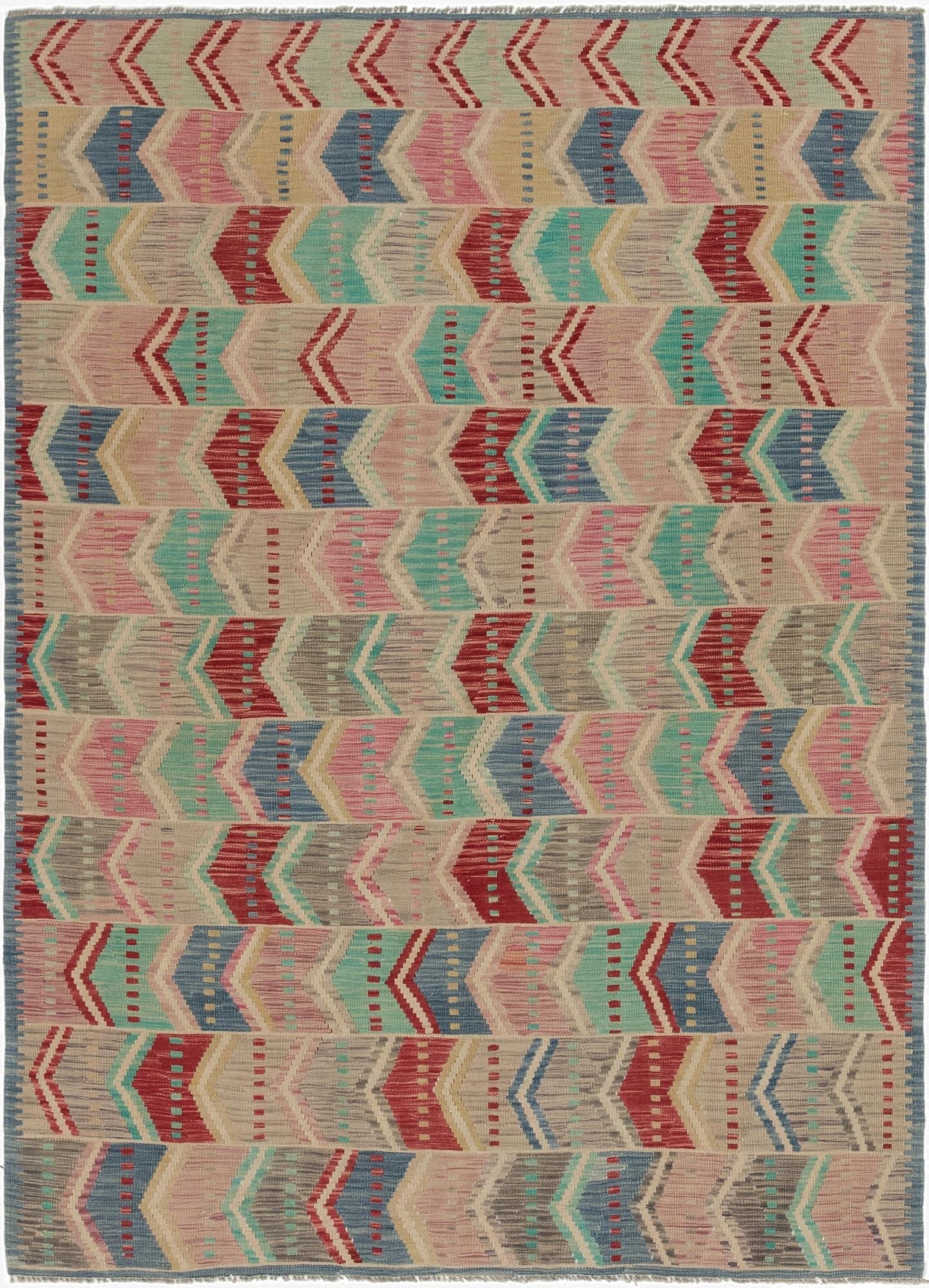  5' 8 x 8'  Hand Woven Kilim Modern Wool Rug
