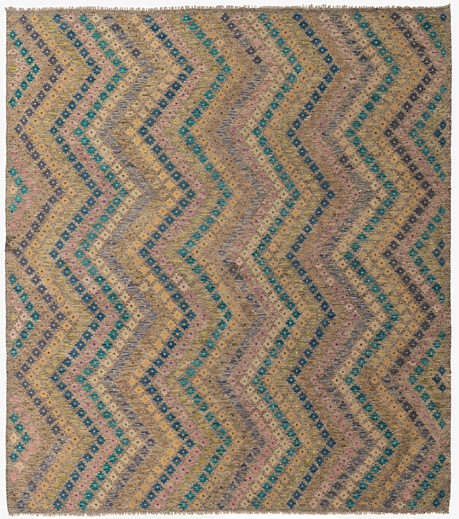 8' 8 x 9' 9  Hand Woven Kilim Modern Wool Rug