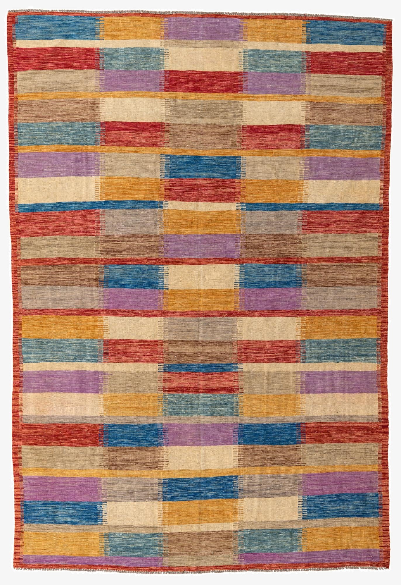  6' 6 x 9' 8  Hand Woven Kilim Modern Wool Rug